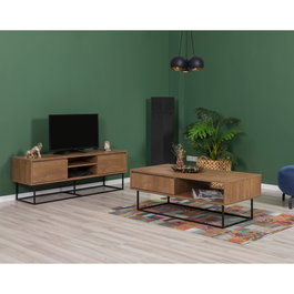 Hanah Home Laxus Takım 3 Conjunto de Muebles de Salón Nogal y Negro